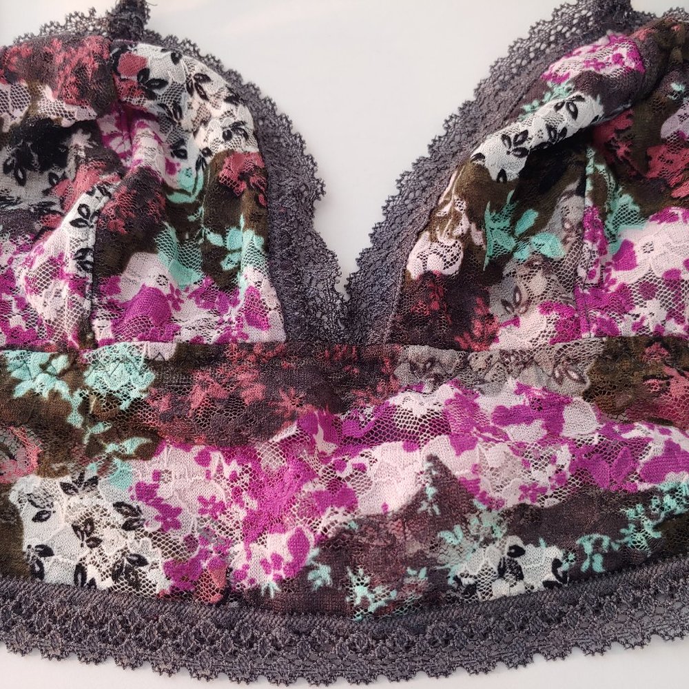 34C Overhead Candies Lace Floral Print Bralette